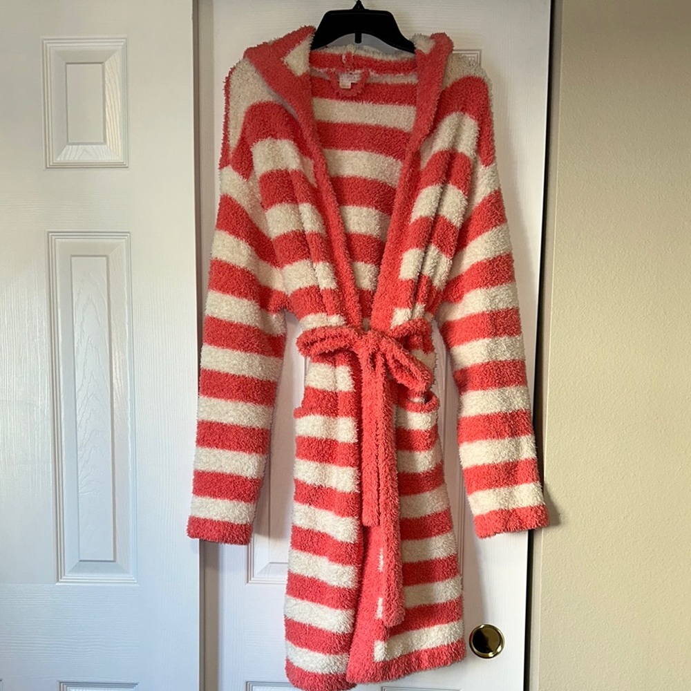 Barefoot Dreams Striped Hooded Bathrobe
